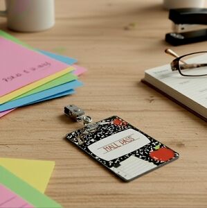 Classroom Hall Pass Badge With Clip Keychain